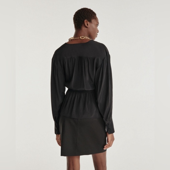 NWT The Kooples Black Crossed Top in Silk Blend Size 4 (US 10/XL). - Picture 3 of 12